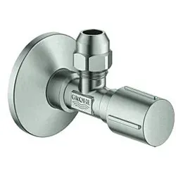 Grohe Eckventil 22037DC0 1/2" x 3/8", Metallgriff, Rosette, Quetschverschraubung 1 cm, supersteel