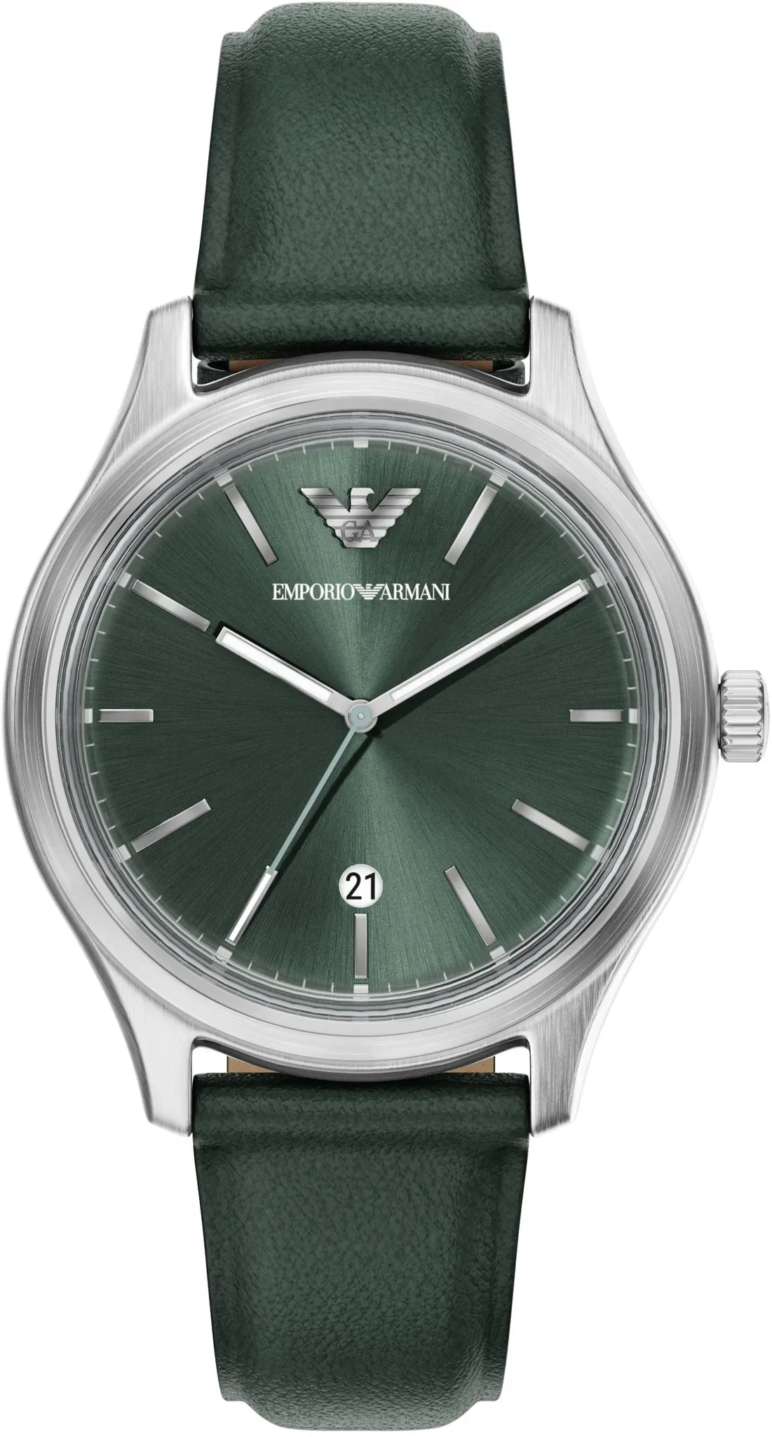 Quarzuhr EMPORIO ARMANI, grün, Armbanduhren, Herren, Quarzuhr, Armbanduhr, Herrenuhr, Lederarmband, analog, Tag