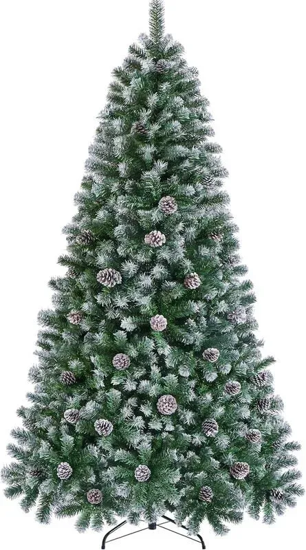 Yaheetech 1,8 m vorgeschmückter, bereifter künstlicher Weihnachtsbaum mit Tannenzapfen, 920 Spitzen und Ständer, grün
