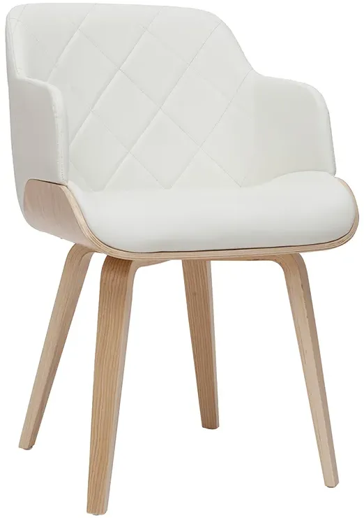 Chaise design blanc et bois clair LUCIEN