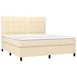 vidaXL Boxspringbett mit Matratze & LED Creme 160x200 cm Stoff