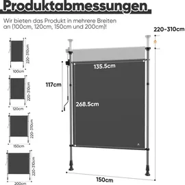 Strattore Klemmmarkise 120 x 310 cm anthrazit