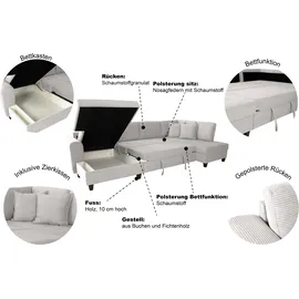 trends by hg Wohnlandschaft Polyester U-Form 3-Sitzer Beige