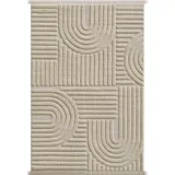 KADIMA DESIGN Teppich Esszimmer 3D Skandinavischer Boho Modern Waschbar Strapazierfähig Wohnzimmer Pflegeleicht Beige 140x200 cm – RIGI von Kadima Design