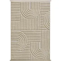 KADIMA DESIGN Teppich Esszimmer 3D Skandinavischer Boho Modern Waschbar Strapazierfähig Wohnzimmer Pflegeleicht Beige 140x200 cm – RIGI von Kadima Design