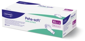 Peha-soft® Latex protect Untersuchungshandschuh, puderfrei, Unsteriler Einmalhandschuh aus weichem Naturkautschuklatex, 1 Packung = 100 Stück, Größe XL