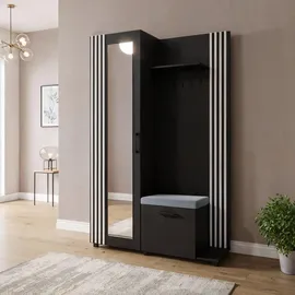 WFL GROUP Linaro Sitzbank 137 x 42 x 207 cm schwarz