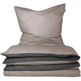 SCHIESSER Doubleface Feinbieber taupe/schwarz 155 x 220 cm + 80 x 80 cm