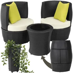 tectake® Rattan Sitzgruppe, mit Aluminiumgestell, dicke Polsterung, stapelbar
