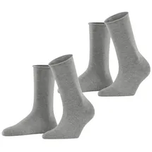 Esprit Damen Socken Basic Pure Multipack W So Baumwolle einfarbig 2 Paar, Grau Light Grey Melange 3390, 39-42