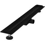 luxebath Duschrinne 70 cm 2in1, befliesbar Extra flach, Edelstahl Schwarz,