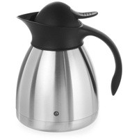 HENDI Isolierkanne, mit schwarzem Druckverschluss, Doppelwandige, Kaffekanne, Termoskanne, Teekanne,