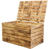 Obstkisten Online Holztruhe geflammt mit Deckel Truhe Couchtisch im Landhausstil, Stauraum für Decken, Kissen im Schlafzimmer (80x50x39 cm geflammt)