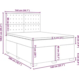 vidaXL Boxspringbett mit Matratze Taupe 140x200 cm Stoff