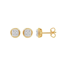 Paar Creolen LADY, gold (gelbgold 585), Ohrringe, Damen, Diamanten ct, Diamanten