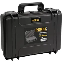 Perel Hartschalen-Koffer, wasserdicht (IP67), Noppenschaumstoff, Rasterschaumstoff, 2 Schlösser, Polypropylen, Schwarz, 464 x 366 x 176 mm