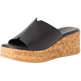 TAMARIS Damen Pantolette mit Keilabsatz Leder, schwarz, 41 EU