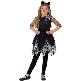 Smiffys Kostüm Mitternachtskatze, Schwarz, mit Kleid, Schwanz und Katzenohren-Stirnband