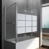 Boromal Duschwand mit Seitenwand 120x75x140cm Duschwand für Badewanne 3-teilig Faltbar Badewannenaufsatz Badewannenfaltwand Duschtrennwand Duschabtrennung für Badewanne, 6mm ESG Sicherheitsglas