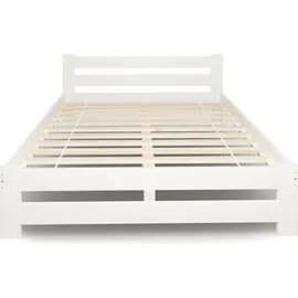 home collective Holzbett mit Lattenrost Modern Bett Bed Kiefer Massiv Bettgestell Doppelbett Massivholzbett Klassisch | Langlebig | Skandi... - weiß