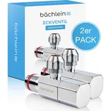 Bächlein Universal Eckventil selbstdichtend mit Schnellverschluss [2er Set], 1/2 Zoll, öffnet und schließt mit nur 1/4 Umdrehung [Quarter Turn]