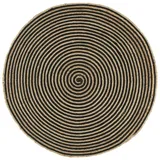 vidaXL Teppich Handgefertigt Jute mit Spiralen-Design Schwarz 120 cm