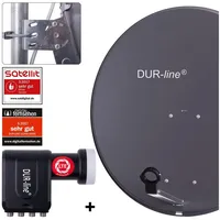 Dur-Line MDA 80 Satellitenschüssel anthrazit + Octo LNB