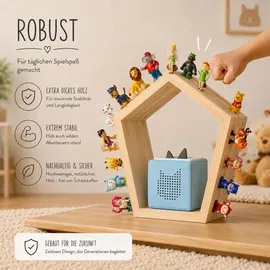 BABY VIVO Kinderregal Fünfeck aus Holz für Toniebox mit magnetischer Aufbewahrung für über 68 Tonies