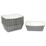 Frau WUNDERVoll® Kuchen Backformen 24 Stück, grau, weiße Punkte/Mini Kuchenform Backformen, Backförmchen, Muffin Backform, Papierbackform, Förmchen Papier Kastenform Einweg