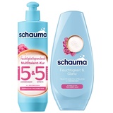 Schauma 5&5 Feuchtigkeitsspendende Multitalent-Kur (300 ml) Haarmaske Haarkur Hitzeschutz & Anti-Frizz & Schwarzkopf Feuchtigkeits-Spülung Feuchtigkeit & Glanz (250 ml)