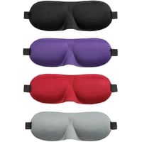 HDKAJL Schlafmaske für Herren und Frauen, 4 Stück 3D Schlafmaske für Seitenschläfer,3D Weiche Augenmaske Seitenschläfer Lichtblockierende Schlafbrille mit Verstellbarem Gummiband für Männer und Frauen