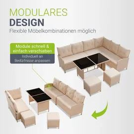 Juskys Manacor Lounge-Set creme/sand inkl. Abdeckung