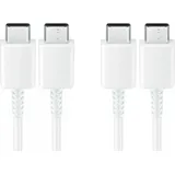 2x Typ-C Schnell-Ladekabel für Original Samsung Galaxy A23 5G, A13 5G, A04s, A03 Datenkabel super-schnell weiß 1,8m beidseitig USB Type-C super-f... - Weiß