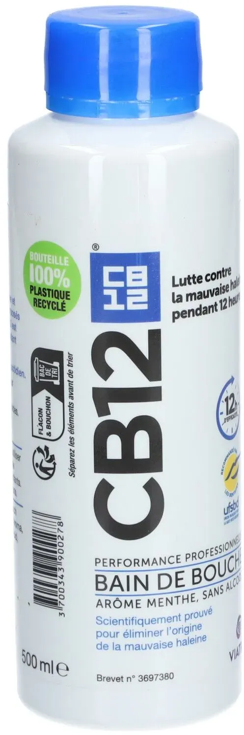 CB12 BAIN DE BOUCHE - Bain de bouche fluoré, arôme menthe. - fl 500 ml 500 ml bain de bouche
