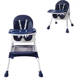 Baby Hochstuhl, 6 in1 Kinderhochstuhl mit Babyliege, Verstellbar Klappbar Hochstuhl Baby mit Fußstütze,Sicherheitsgurte,Doppeltablett, für ab 6 Monaten (blau)
