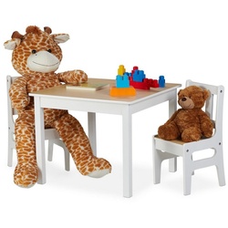 relaxdays Kindertisch »Kindertisch mit 2 Stühlen weiß/natur«