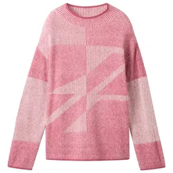 TOM TAILOR Damen Gemusterter Strickpullover, rosa, Gemustert, Gr. XXL