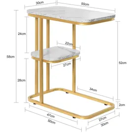 SoBuy Beistelltisch mit 2 Ablagen Sofatisch Kaffeetisch Pflegetisch FBT110-G