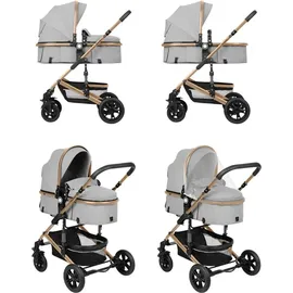 KIKKABOO Kombikinderwagen Amaia 3in1 i-Size Babyschale umbaubar Federung Tasche grau