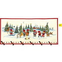 Eva Rosenstand Wandbehang Kreuzstich Set Adventskalender, Zwerge im Schnee Zählmuster, Multifarbig