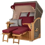 Mr. Deko Strandkorb Komplettset - bene living - Schaalsee Teak - PE grau - Modell 594 - inkl. Liftersystem