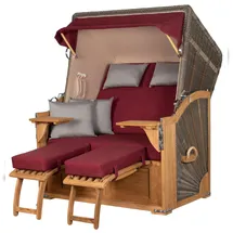 Mr. Deko Strandkorb Komplettset - bene living - Schaalsee Teak - PE grau - Modell 594 - inkl. Liftersystem