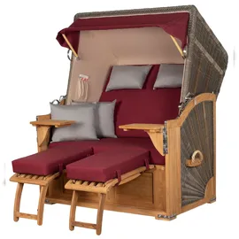 Mr. Deko Strandkorb Komplettset - bene living - Schaalsee Teak - PE grau - Modell 594 - inkl. Liftersystem
