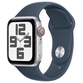 Apple Watch SE GPS + Cellular 40 mm Aluminiumgehäuse silber, Sportarmband sturmblau M/L