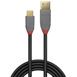 Lindy USB 3.2 Gen2 USB 3.1 Typ A an C Kabel 5A PD Anthra Line - Anthracite