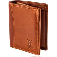 Matador Kleines RFID Blocker Portemonnaie Herren Klein Leder | Kleine Geldbörse Herren Slim Wallet mit Münzfach | Portmonee Brieftasche Herren Klein mit Geschenk-Box | Frauen & Männer | Vintage Braun