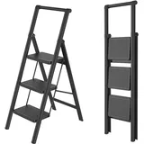 ROSEJANE klappbare 3-stufige mit Handlauf Trittleiter belastbar bis 270 kg