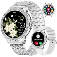 Damen Smartwatch mit Telefonfunktion 1,32 Zoll HD Touchscreen, Bluetooth Anrufe, Herzfrequenz, Schlafmonitor, 100+ Sportmodi, Edelstahl für Androi...