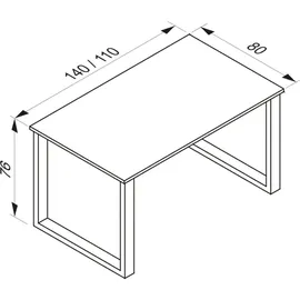 VCM Schreibtisch Lona U 140 x 80 cm grau/weiß