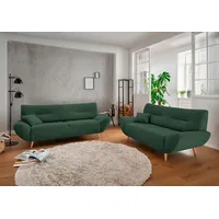 Home Affaire Polstergarnitur HOME AFFAIRE "Drago, modern und zeitlos, aktuelle Formensprache, komfortabel", grün (moosgrün,), H:81cm T:90cm, 100% Polyester, Sitzmöbel-Sets, als Sessel/Polsterecke erhältlich, versch. Stoffe, inkl. 2 Zierkissen